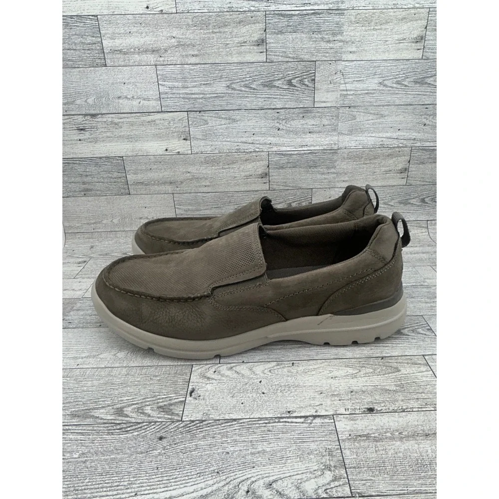 Rockport XCS Men Sz 10.5W Taupe Leather Slip On Loafers truTECH CH1920 Wide